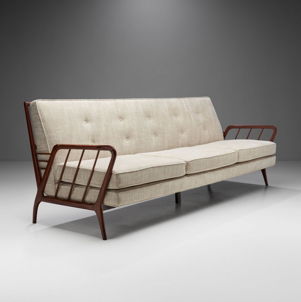 Brazilian Wood Three-Seater Sofa by Rino Levi, Brazil 1950s vintage.com