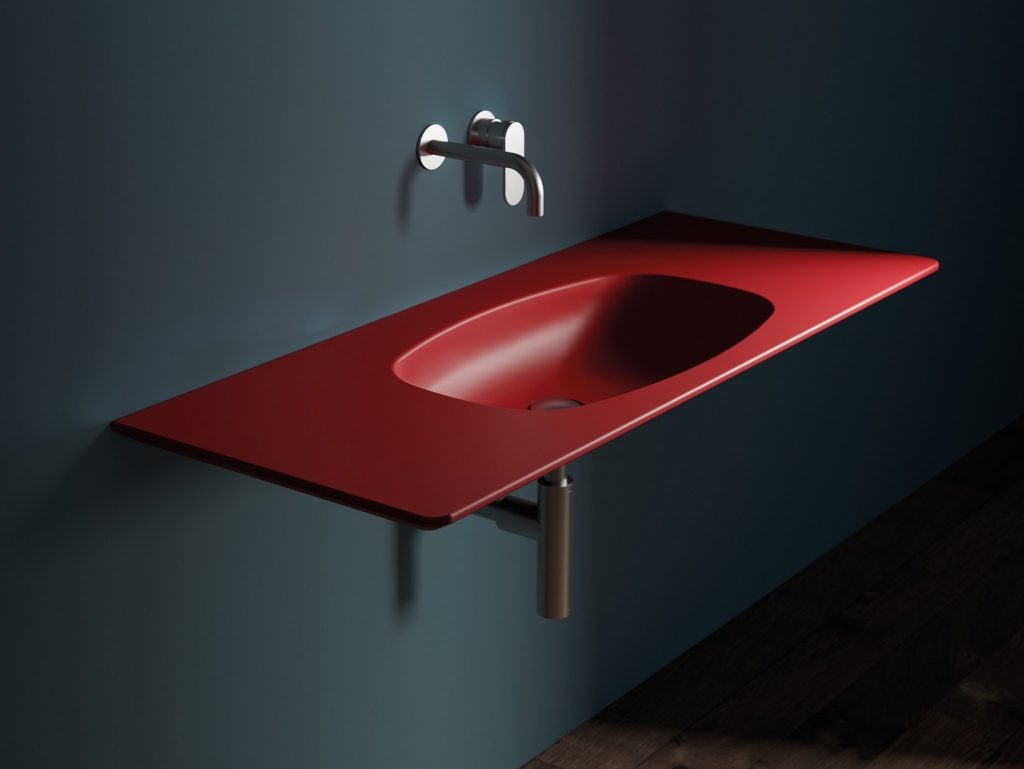 Ceramica Flaminia NUDAFlat Rectangular ceramic washbasin with integrated countertop